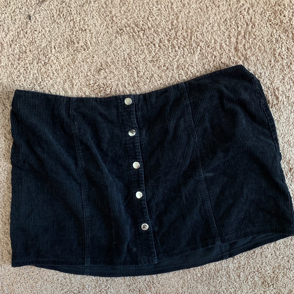 Black Button Up Plus Size Skirt